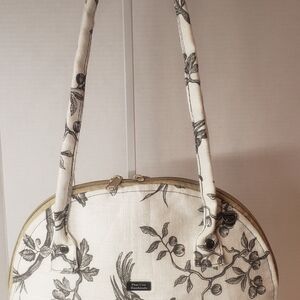 Floral Canvas Women's Bag - Black and Cream